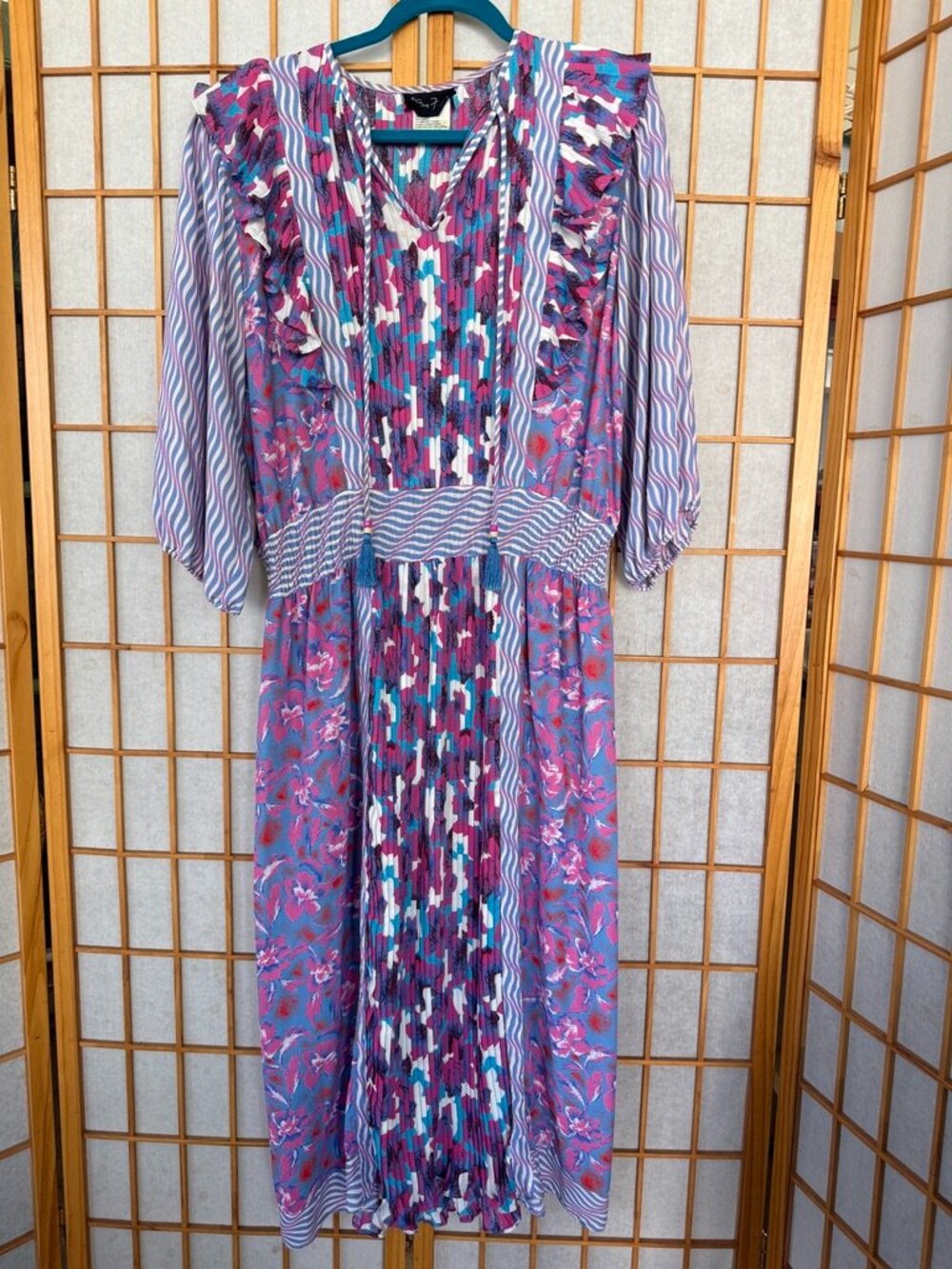 Vintage Diane Freis Graphic Gorgeous Boho Print Dress